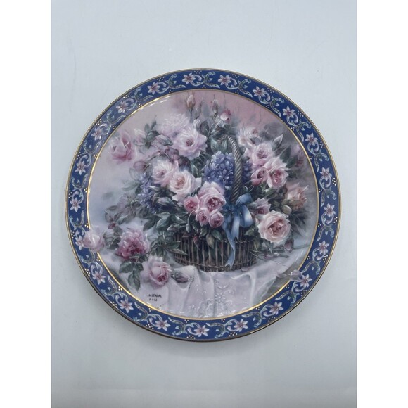 Lena Liu's Basket Bouquets "ROSES" Plate, W. S. George 1st Ed. Fine China, 1992 - Picture 1 of 6
